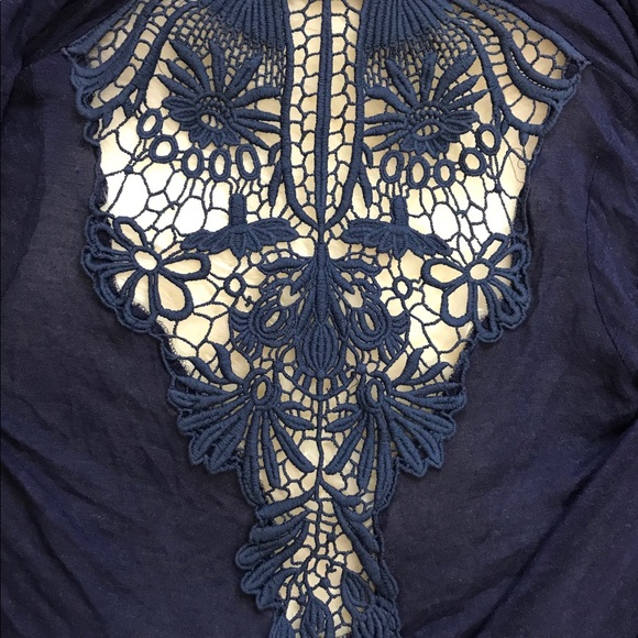 Lace back detail blue sweater cardigan. - Picture 3 of 6